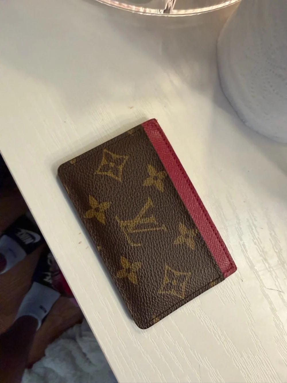 Monogram Card Holder with Burgundy Trim - Picture 3 of 6